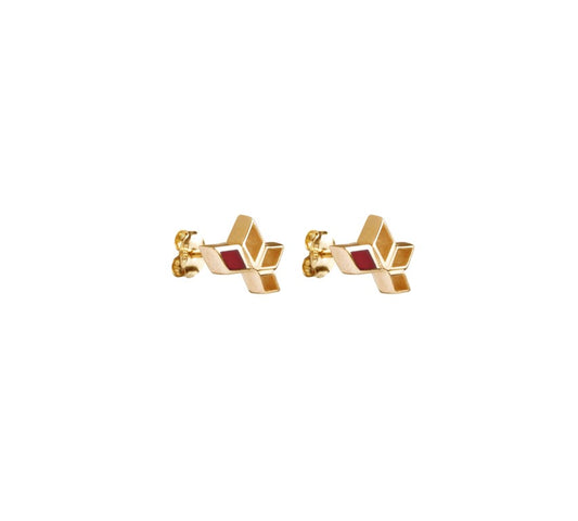 Stella earrings in 14kt gold set with carnelian Elements