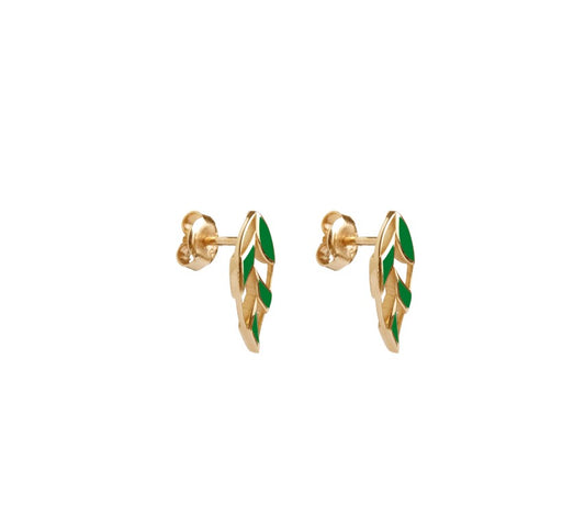FIOLIA earrings in 14kt gold set with malachite Elements