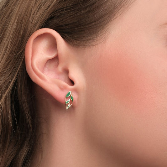 FIOLIA earrings in 14kt gold set with malachite Elements