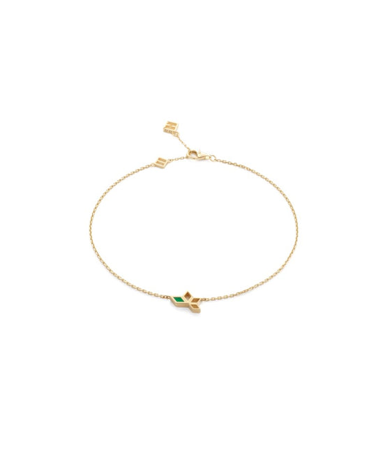 Stella bracelet in 14 kt gold two sides set with malachite enamel elements