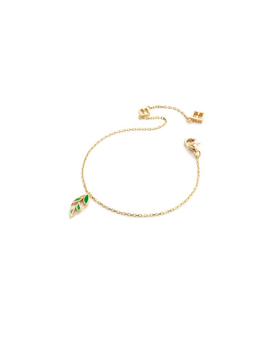 Fiolia bracelet in 14 kt gold two sides set with malachite enamel elements