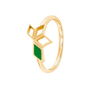 STELLA ring in 14 k gold set with Malachite enamel element