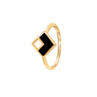 Cardia ring in 14 k gold set with onyx enamel element