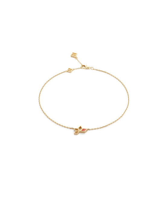 Stella bracelet in 14 kt gold two sides set with carnelian elements