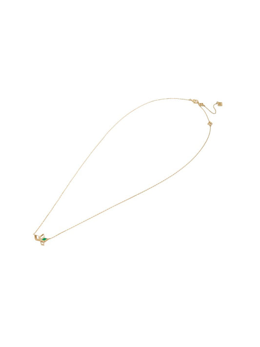 Stella necklace in 14 kt gold with 14 k yellow gold pendant set with two sides malachite enamel