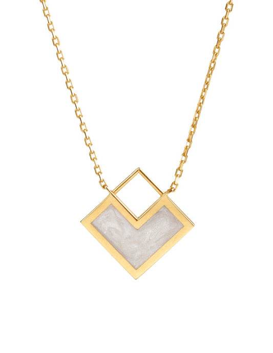 CARDİA necklace in 14 kt gold with 14 k yellow gold pendant set with two sides mother-of -pearl enamel