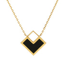 CARDİA necklace in 14 kt gold with 14 k yellow gold pendant set with two sides onyx enamel